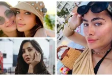صورة نرمين الفقي بفستان أنيق وكارولين عزمي على البحر