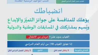 صورة «التعليم»: تجاوز الغياب 10% بدون عذر يحرم الطالب من الانتقال للعام التالي  أخبار السعودية
