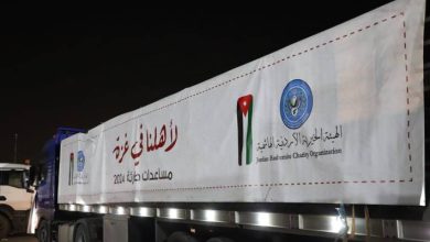 صورة | الهيئة الخيرية الهاشمية: عبور 28 شاحنة ضمن قافلة مساعدات جديدة من الأردن إلى قطاع غزة