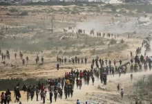 صورة انقلاب شاحنة مساعدات يودي بحياة 20 شخصا في قطاع غزة