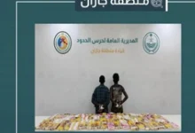 صورة القبض على مخالفين في جازان لتهريبهما 88 كيلوجرامًا من الحشيش 