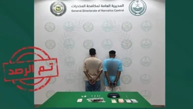 صورة القبض على مواطنين بمنطقة القصيم لترويجهما مادة الحشيش المخدر