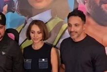 صورة ياسمين رئيس بصحبة زوجها يحتفلان بالعرض الخاص لفيلم ماما وبابا