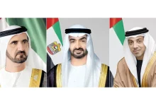 صورة رئيس الدولة ونائباها يقدمون تعازيهم لأمير الكويت في وفاة الشيخ علي عبدالله