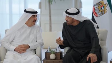 صورة محمد بن زايد وحاكم أم القيوين يبحثان شؤون الوطن والمواطن