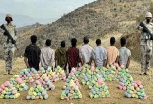 صورة القبض على 8 مخالفين لنظام أمن الحدود لتهريبهم 154 كيلوجرامًا من القات بعسير