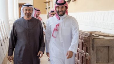 صورة ولي العهد السعودي والرئيس الإماراتي يناقشان مستجدات الأحداث في فلسطين