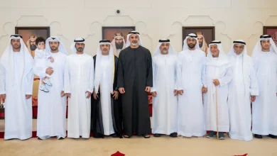 صورة خالد بن محمد بن زايد يشارك في حفل استقبال بمناسبة زفاف خالد أحمد رقيط السويدي